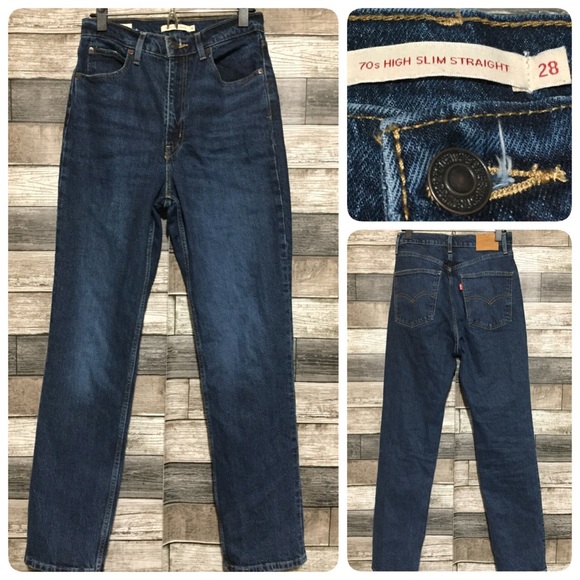 Levi's Denim - Levi’s Premium 70’s High Slim Straight Jeans Women’s 28x31 Blue Denim Stretch